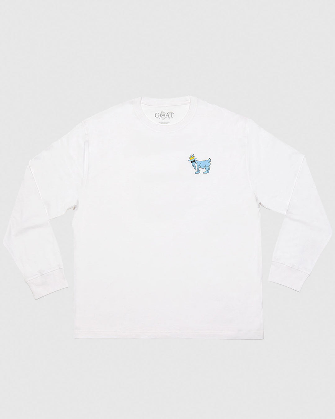 (Front)White long sleeve with blue goat logo#color_white