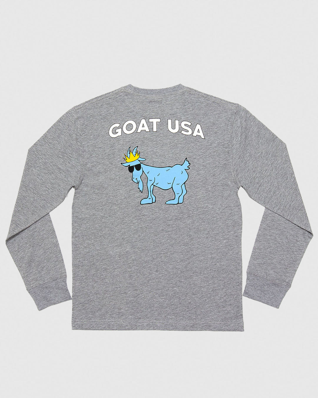 (Back)Gray long sleeve with big goat graphic#color_gray