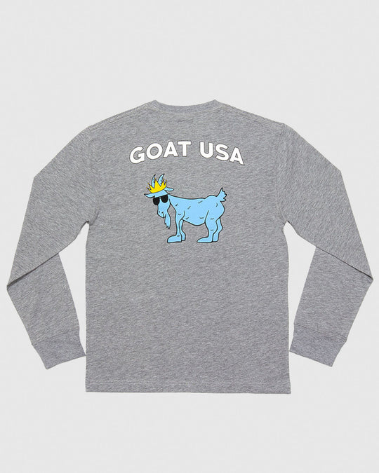 (Back)Gray long sleeve with big goat graphic#color_gray