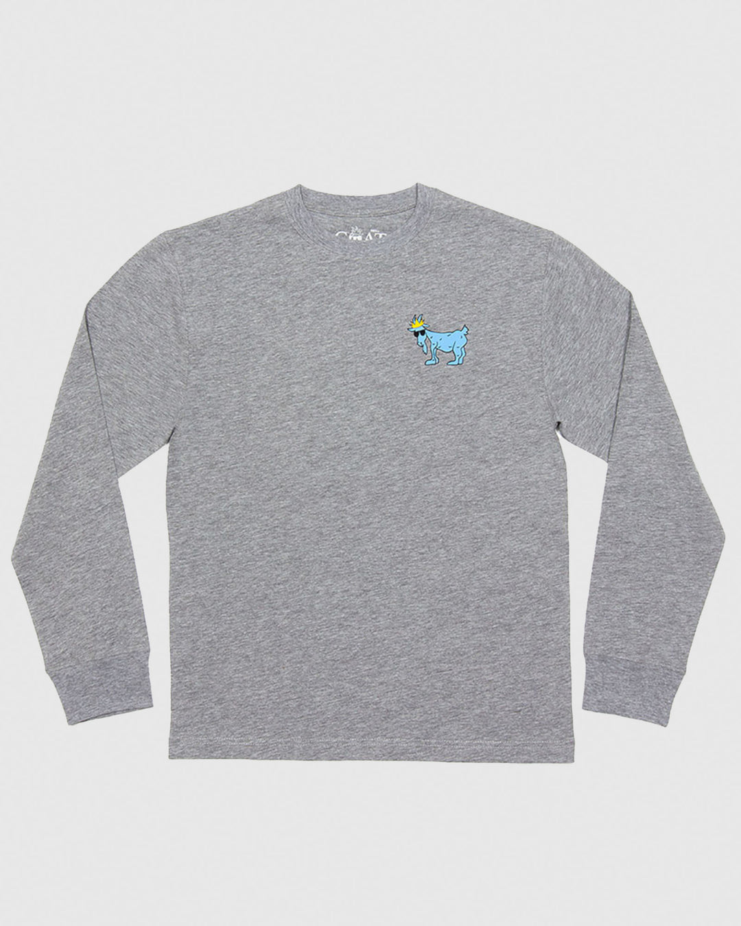 (Front)Gray long sleeve with blue goat logo#color_gray