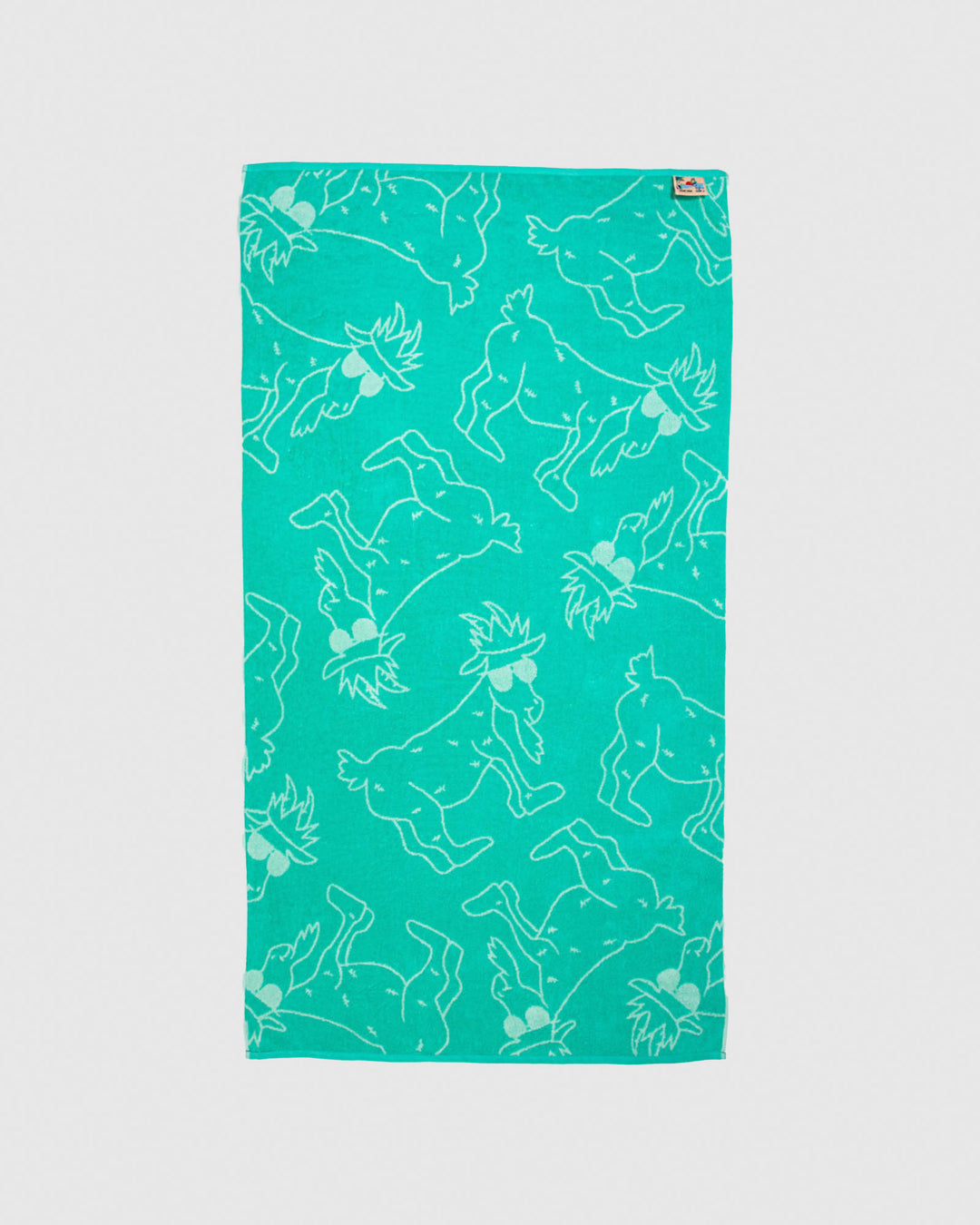 Green beach towel with mint-colored goats#color_mint
