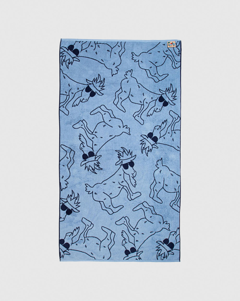 Light-blue beach towel with navy goats#color_navy