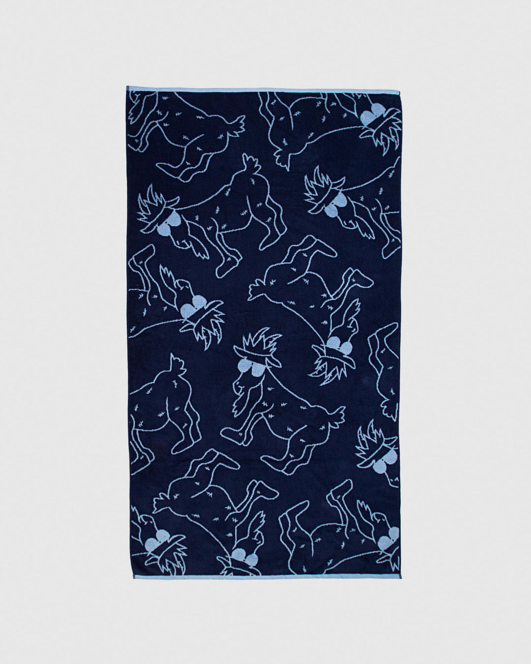 Navy beach towel with light-blue goats#color_navy