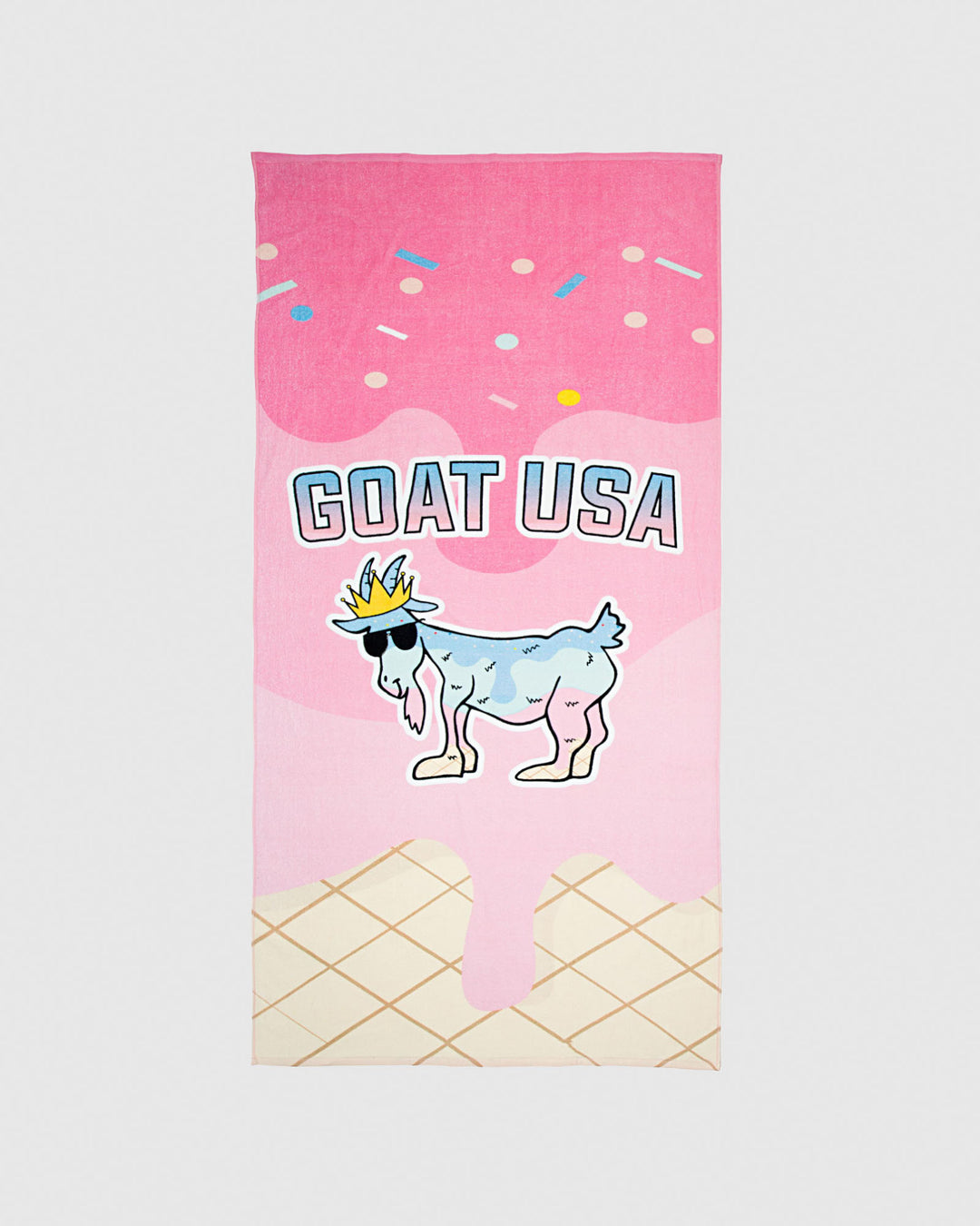 Pink ice cream beach towel with ice cream goat