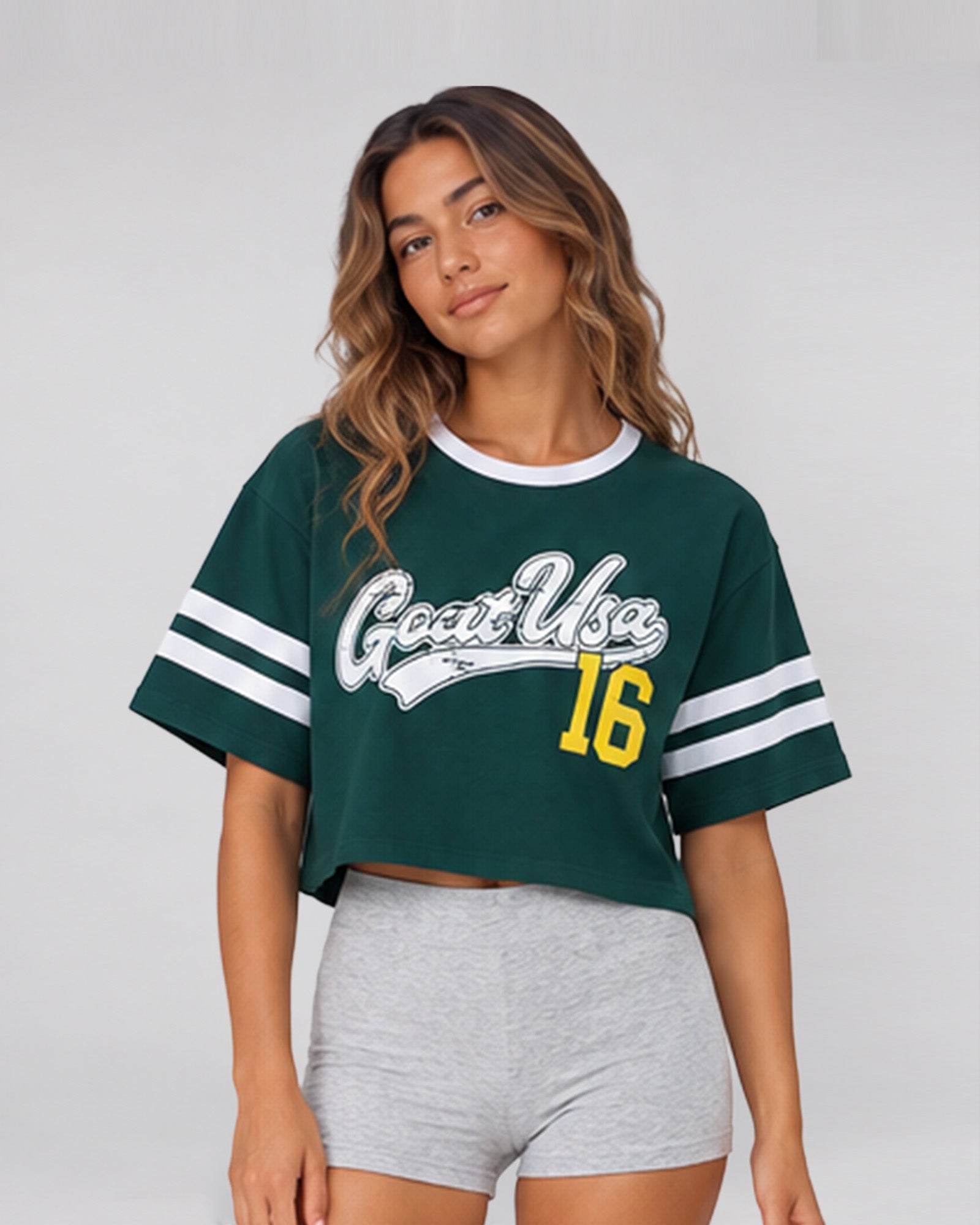 トップス overneath NET RINGER TEE Women's Varsity Logo Oversized Cropped Ringer Tee | GOAT USA