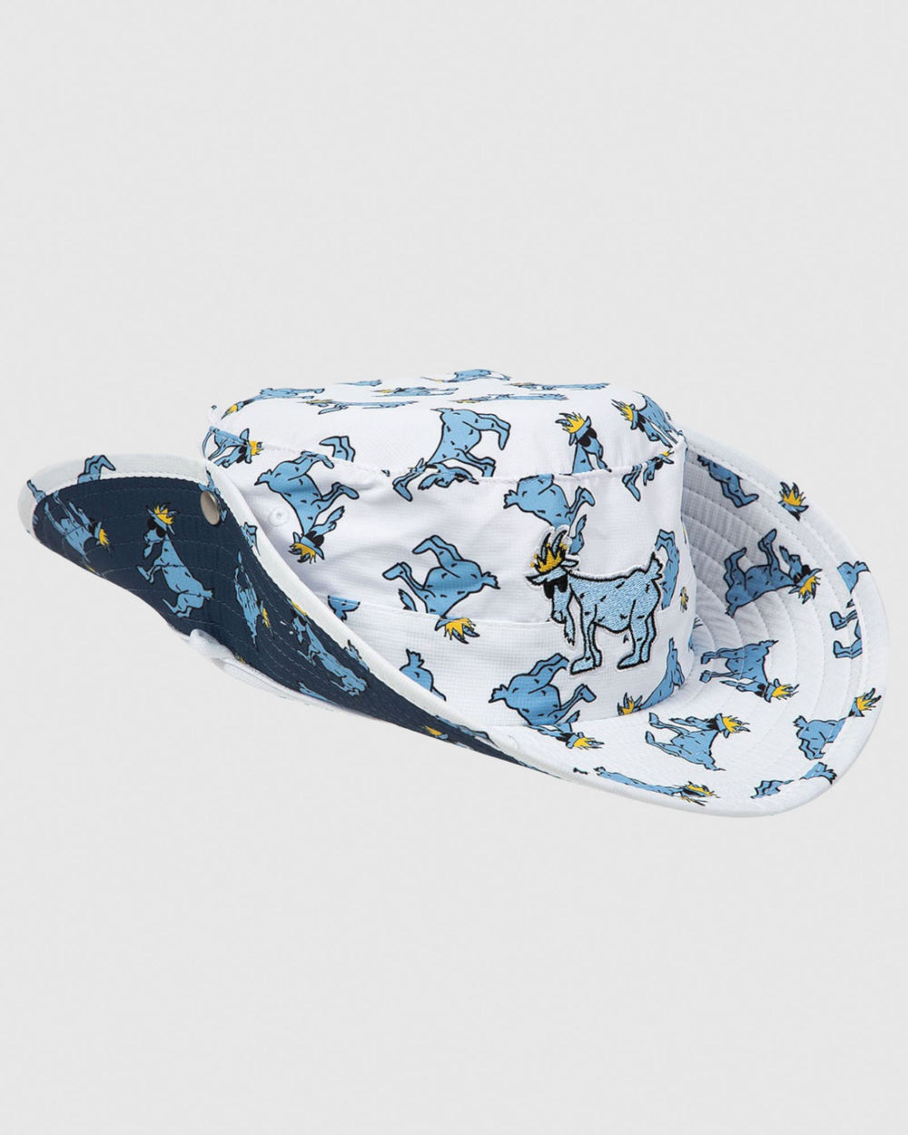 White OG All-Over-Print Bucket Hat with flaps up