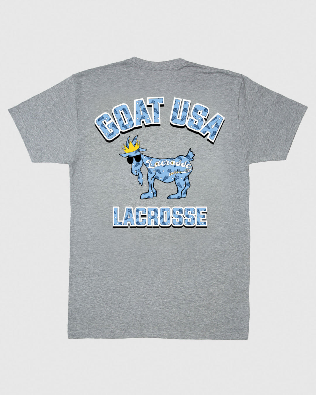(Back)Gray T-Shirt with Lacrosse goat graphic