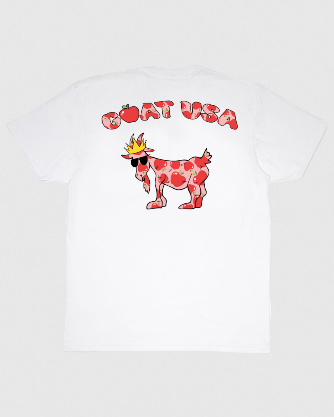 (Back)White T-Shirt with apple goat graphic