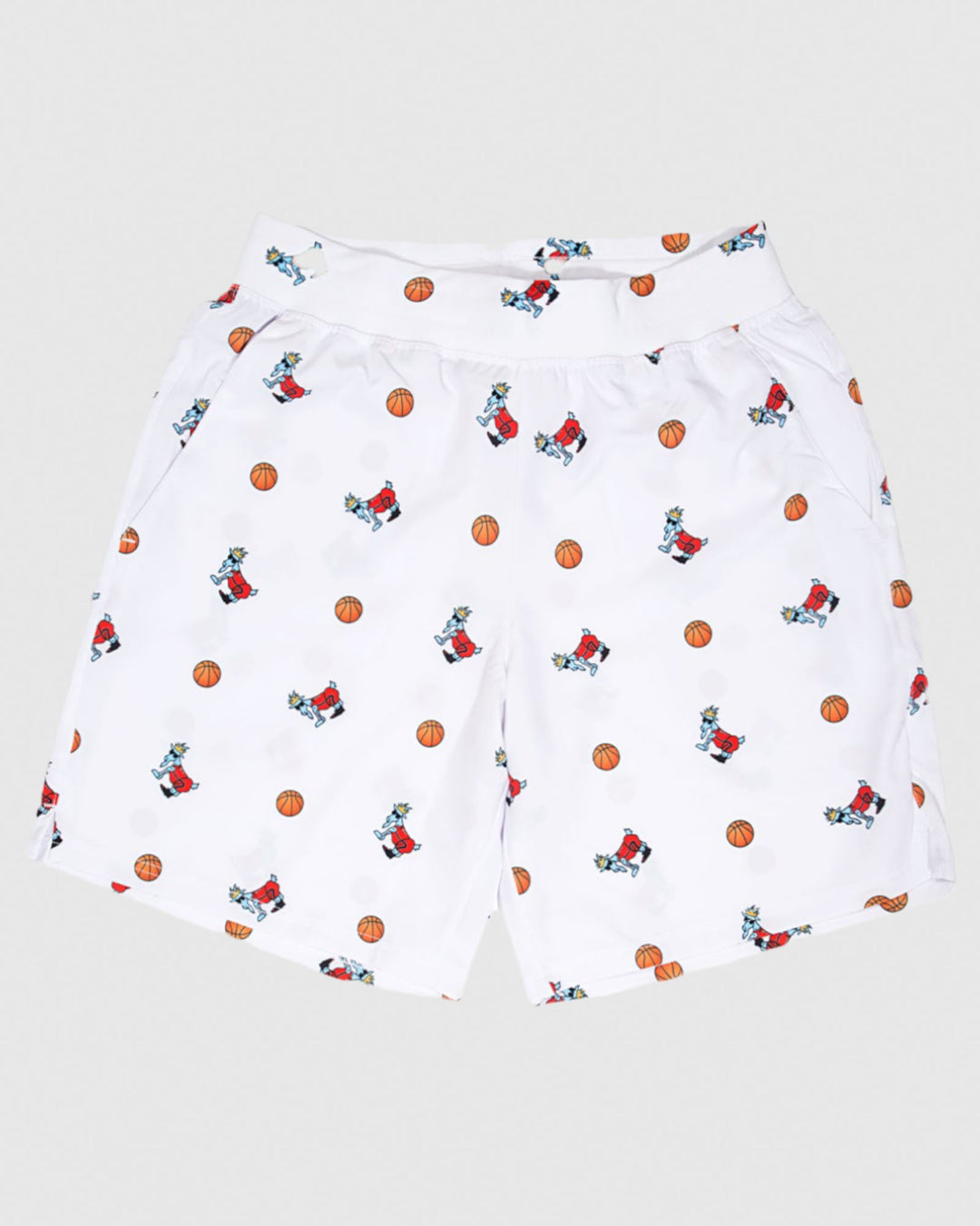 Front of white Men's Athletic Shorts: Basketball All-Over-Print