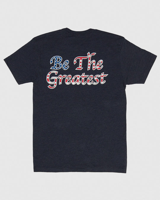 Back of navy Freedom Be the Greatest T-Shirt#color_navy