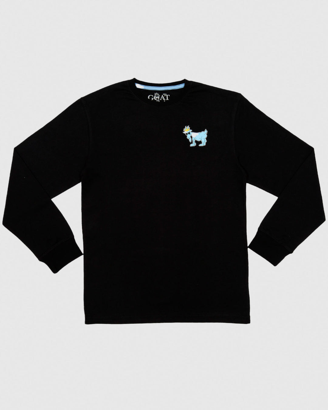 (Front)Black long sleeve with blue goat logo#color_black