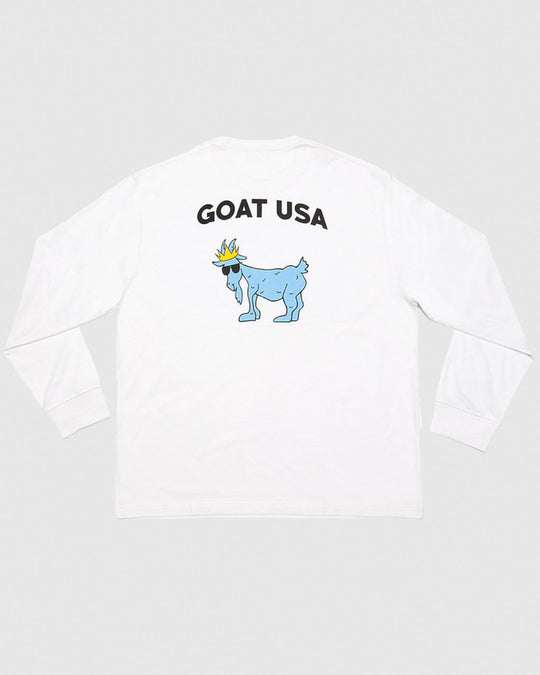 (Back)White long sleeve with big goat graphic#color_white