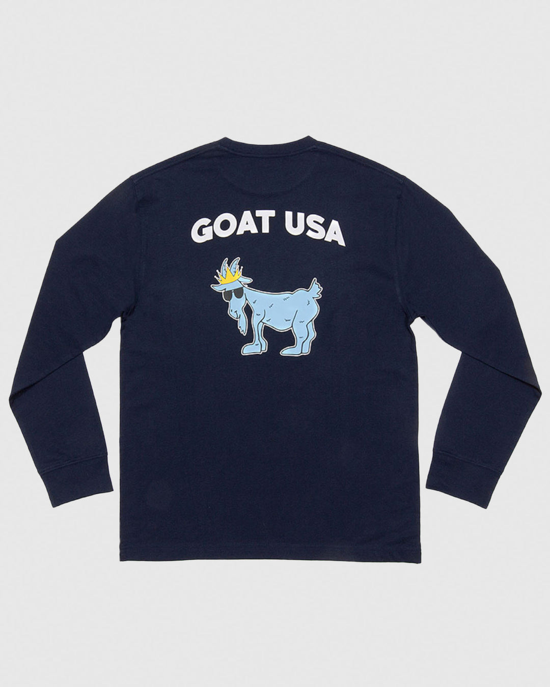 (Back)Navy long sleeve with big goat graphic#color_navy