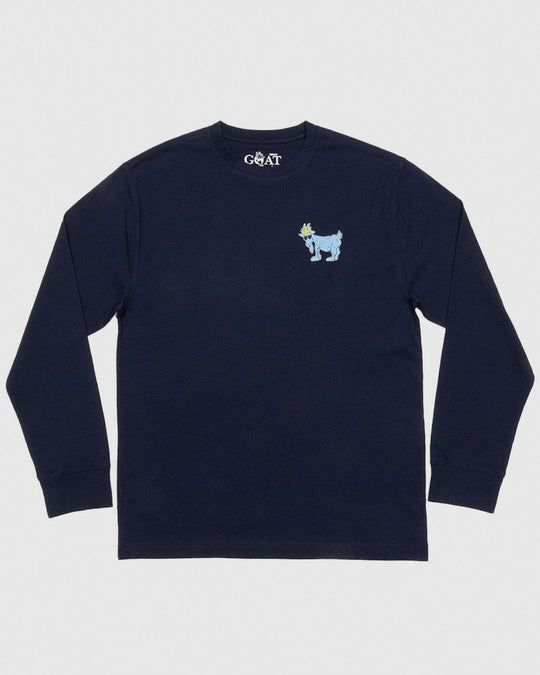 (Front)Navy long sleeve with blue goat logo#color_navy