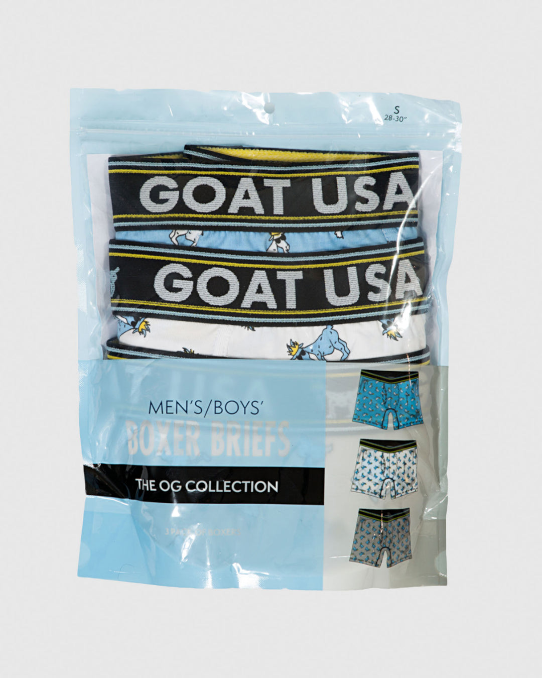 OG Men's Boxer Briefs (3-Pack) Carolina Blue White Gray in packaging