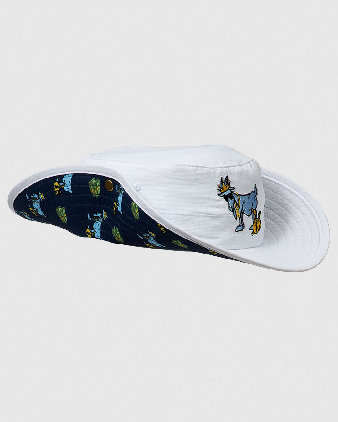 Side of the Cash Money Bucket Hat with flaps up