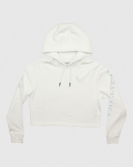 Front of white Women's OG Cropped Hooded Sweatshirt#color_white