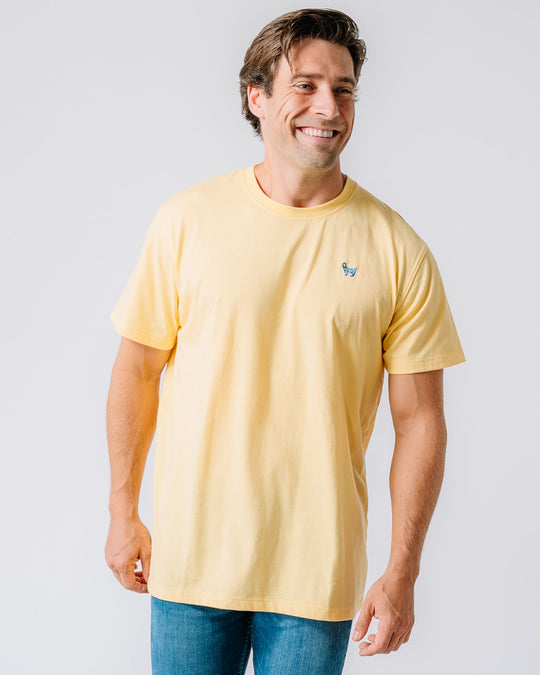 Model wearing banana cream OG Embroidered T-Shirt#color_banana-cream
