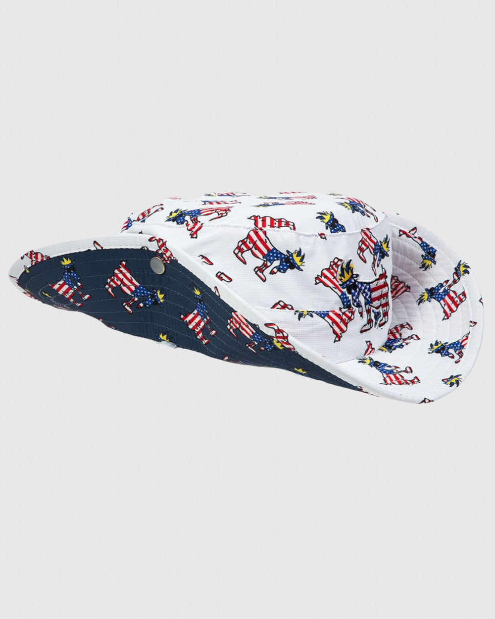 Side of Freedom All-Over-Print Bucket Hat with flaps up