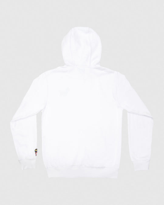 Back of white Freedom Hooded Sweatshirt#color_white