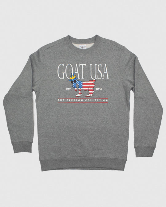 Front of gray Freedom North Tyson Crewneck Sweatshirt#color_gray