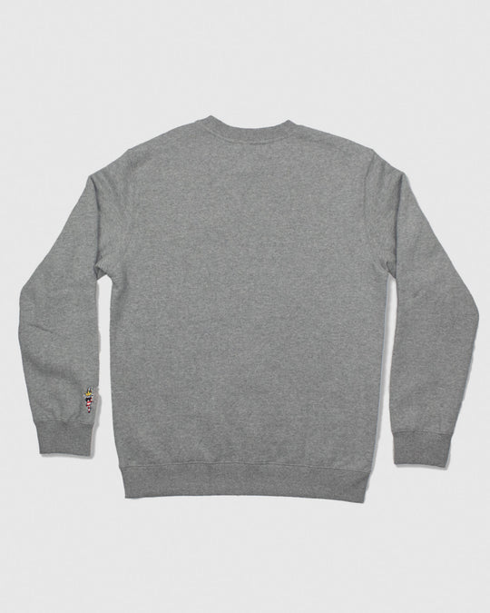 Back of gray Freedom North Tyson Crewneck Sweatshirt#color_gray