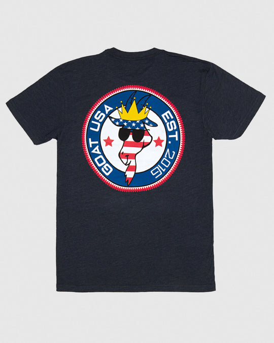 Back of navy Freedom Patch T-Shirt#color_navy