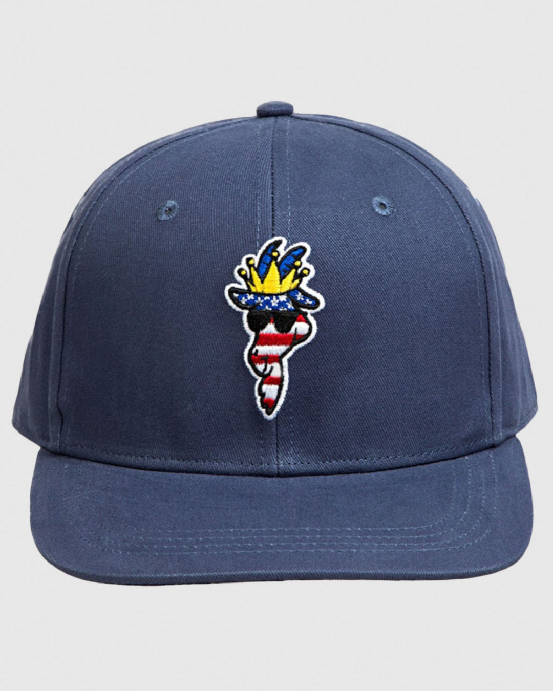 Front of navy Freedom Flat Brim Snapback Hat#color_navy