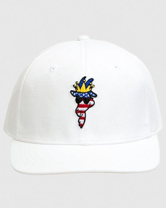 Front of white Freedom Flat Brim Snapback Hat#color_white