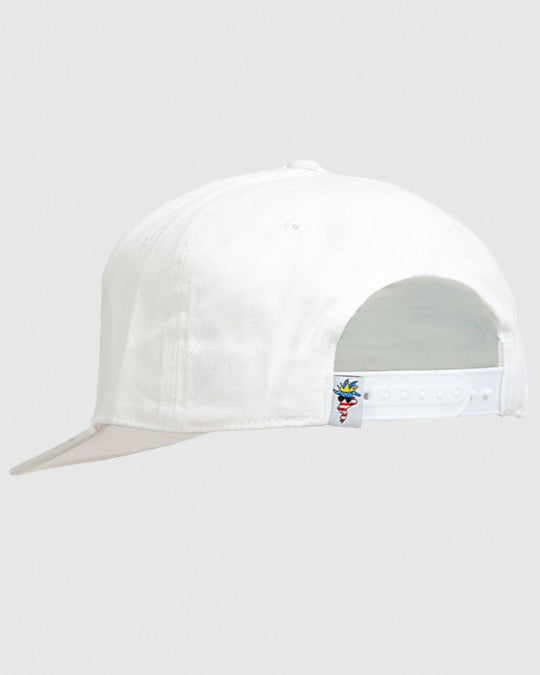 Back of white Freedom Flat Brim Snapback Hat#color_white