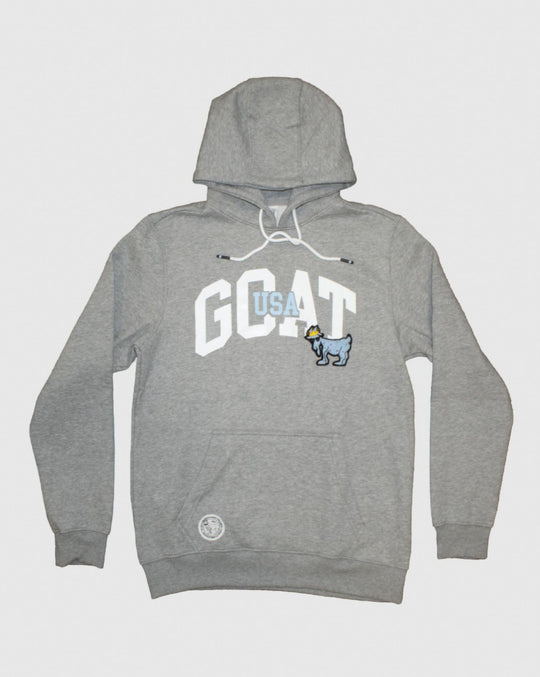 Front of gray Embroidery Hooded Sweatshirt