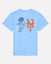 Light blue tee with blue cartoon goat leaning on a baseball bat and the New York Mets logo