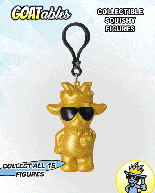 Gif cycling through collectible GOAT figurines