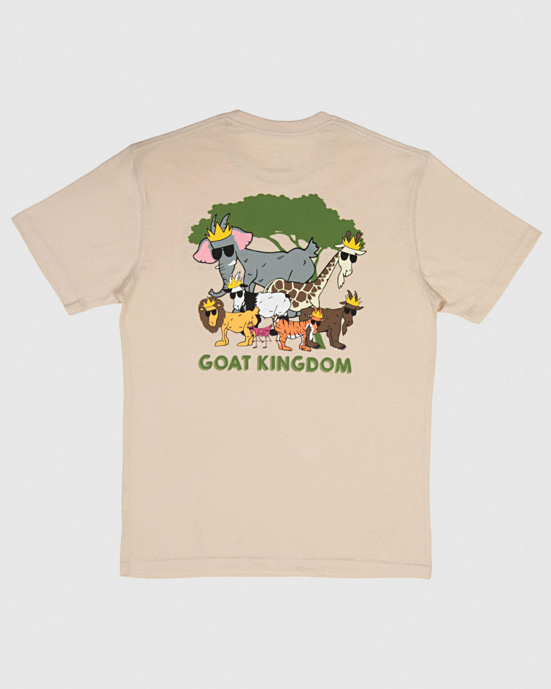 Sandshell-colored t-shirt with animals design