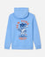 A light blue pullover hoodie shown from the back, featuring a large New York Mets graphic print with a cartoon bat-wielding mascot and orange lettering on a white background.