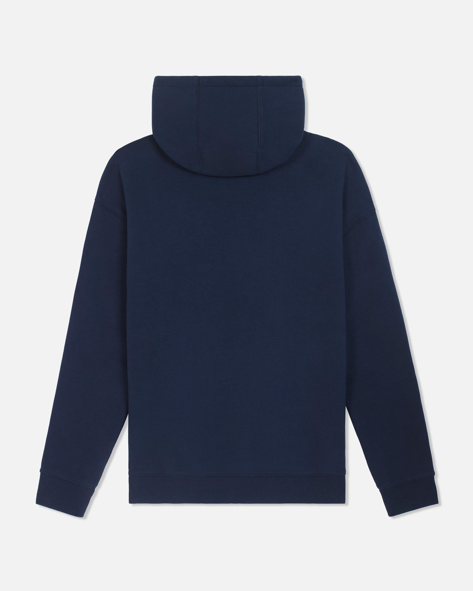Navy blue hoodie on a light gray background