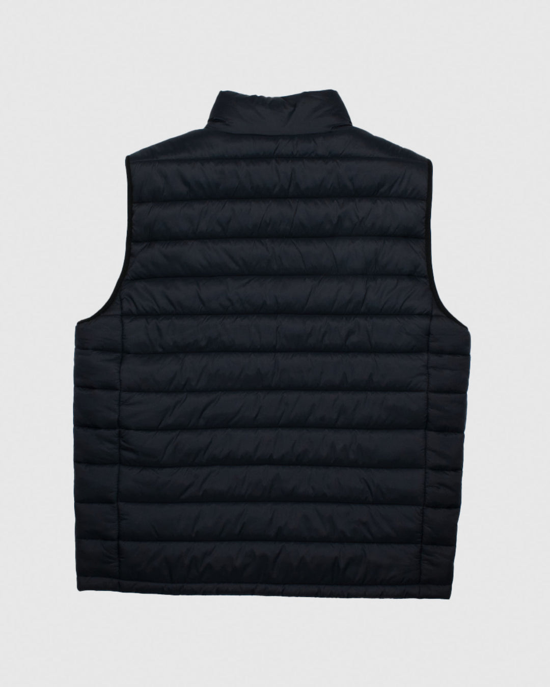 Back of black Men's Puffer Fleece Vest#color_black