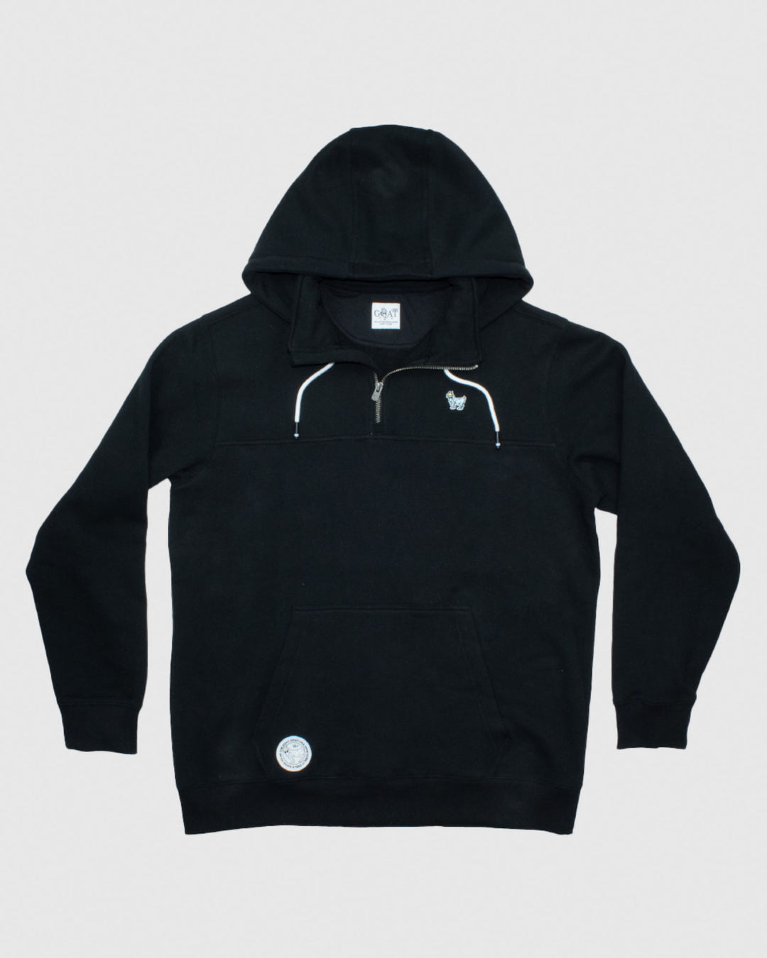 Front of black OG 1/4 Zip Hooded Sweatshirt#color_black