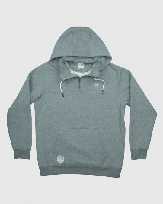 Front of gray OG 1/4 Zip Hooded Sweatshirt#color_gray