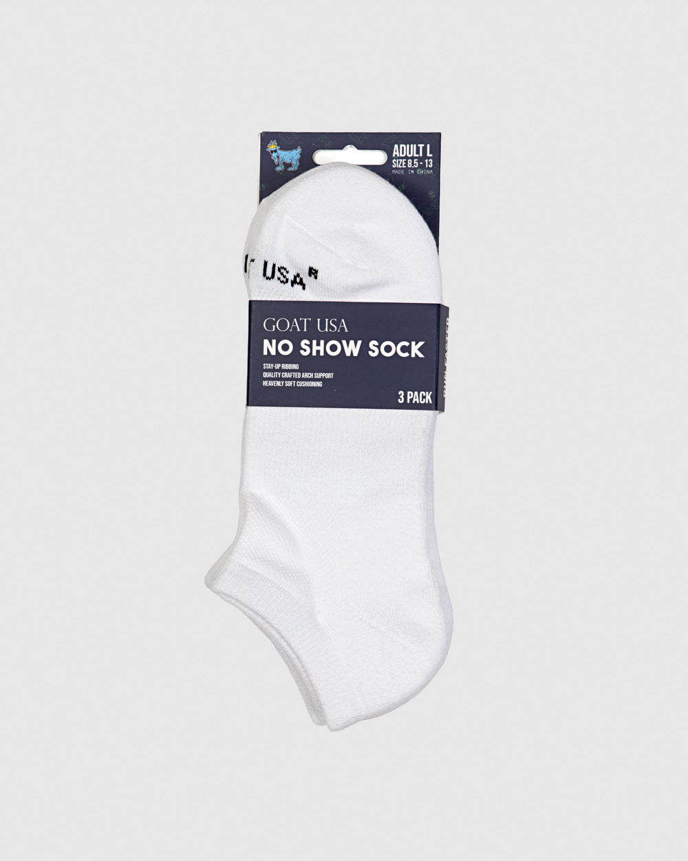 White no show socks in packaging