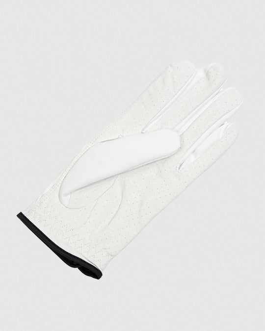 White golf glove with palm facing up
