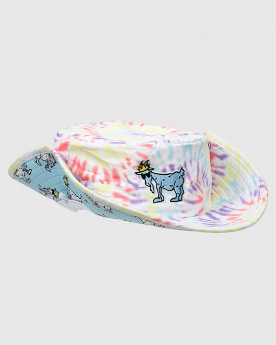 Tie-Dye Bucket Hat with flaps up