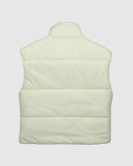 Back of ivory Women's Puffer Fleece Vest#color_ivory