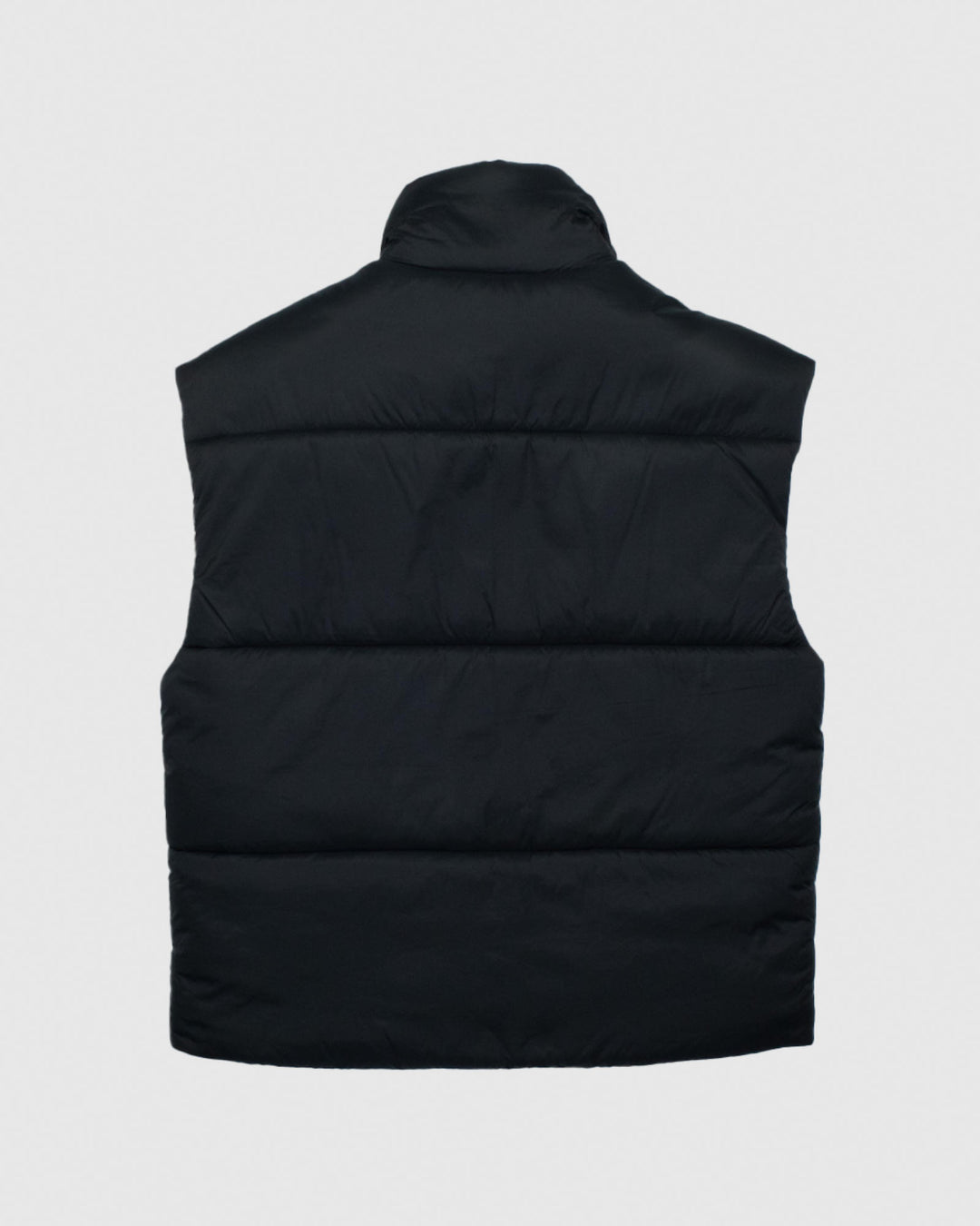 Back of black Women's Puffer Fleece Vest#color_black