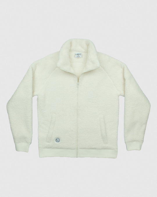 Front of ivory Women's Sherpa Full Zip Jacket#color_ivory