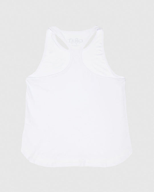 Back of white Women's Athletic Tank Top#color_white