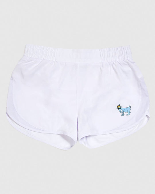 Front of space dye white Women's Athletic Shorts#color_space-dye-white