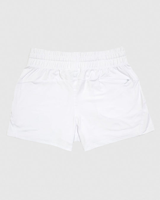 Back of white Women's Relaxed Shorts#color_white