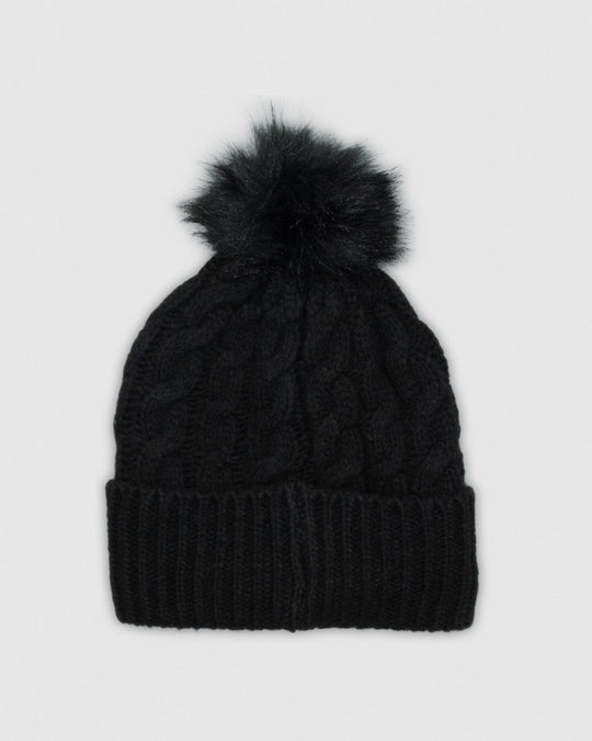 Back of black Women's Winter Hat#color_black