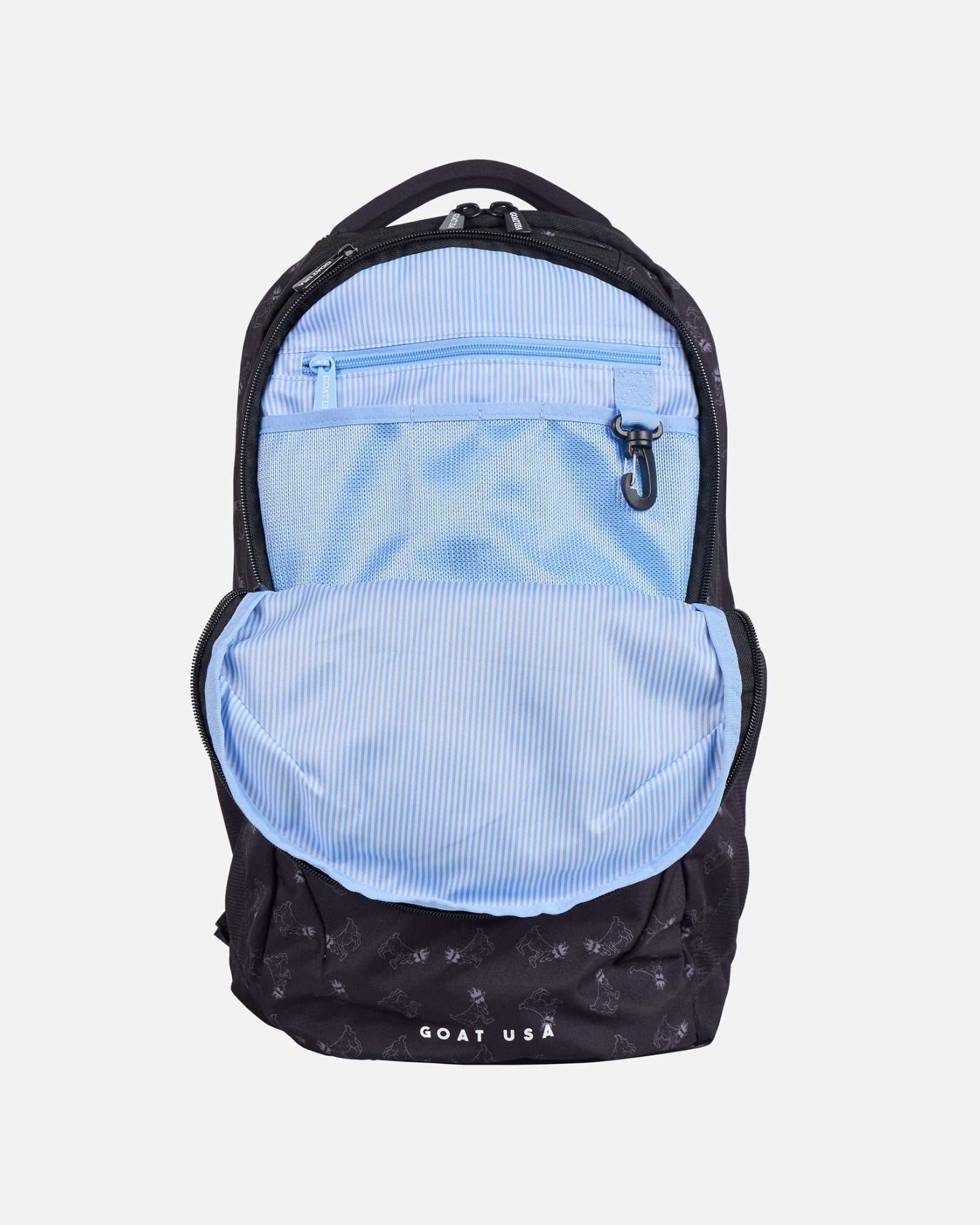 Black backpack showcasing the inside lining#color_black